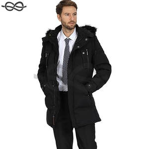 Parka cálida para hombre, chaqueta de esquí, chaqueta acolchada resistente al agua, abrigo largo de invierno con capucha desmontable y ribete de piel sintética para el frío - Product Image 3