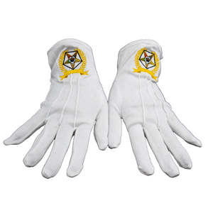 ถุงมือเครื่องราชกกุธภัณฑ์ผ้าฝ้ายระบายอากาศถุงมือฟรีเมสันสีขาว - Product Image 1