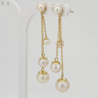 Pendientes de Oro de 14K de Lujo JJ BRAVO, con Perlas Blancas de Agua Dulce Certificadas, Diseño Español Moderno, Hechos a Mano en España, para Mujer