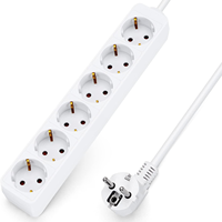 Rallonge électrique Don Feliz à 6 prises avec interrupteur 16A/250V 3680W Longueurs 1,5/3/5m Blanc Modèle RE9004-RE9008-RE9023