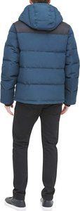 Men's Winter Casual Canvas Coated Breathable Zipper Front Pocket 100% Polyester Fiber Filled Hooded Puffer <b>Jacket</b> Solid Color - Product Image 2
