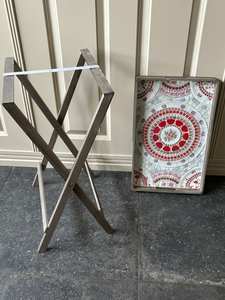 Plateau moderne en bois de noyer pouf avec poignées plateau de service pour la décoration de salon idée cadeau pour la maison - Product Image 6