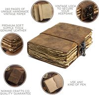 Journal en cuir vintage avec fermeture à cadenas, livre des ombres, grimoire, carnet de croquis, carnets, papier fait main à bordure irrégulière, journal antique