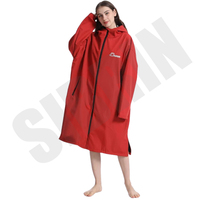 Parka de bain longue unisexe haut de gamme, imperméable, doublée polaire, respirante, chaude, avec poche pour téléphone, capuche, coupe-vent, 25% de réduction