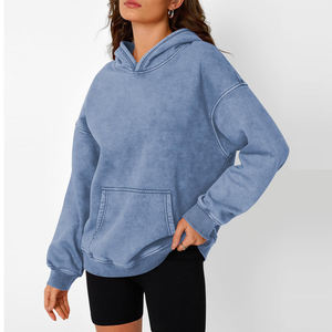 Venta Directa de Fábrica Sudadera con Capucha Lavada al Ácido para Mujer con Logotipo Personalizado Diseño OEM Sudaderas con Capucha Lavadas al Ácido de Alta Calidad Personalizadas para Chicas - Product Image 3