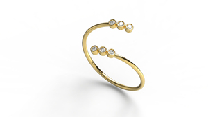 Anillo Abierto de Lujo en Oro de 18K con Diamantes Redondos, Anillo Minimalista Apilable, Regalo de Boda o Aniversario para Mujer - Product Image 1