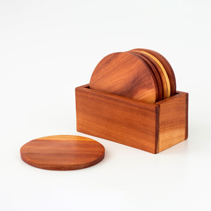 แผ่นรองแก้วไม้6ชิ้นแบบวินเทจธรรมชาติแผ่นรองแก้วแบบใช้ซ้ำได้ทำด้วยมือคุณภาพสูง - Product Image 2