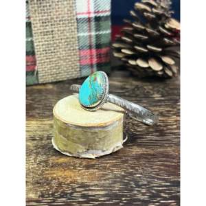 Southwest #20 Kingman Turquoise & Sterling <b>Silver</b> <b>Cuff</b> <b>Bracelet</b> Fashion Jewelry for Men & Women - Product Image 3