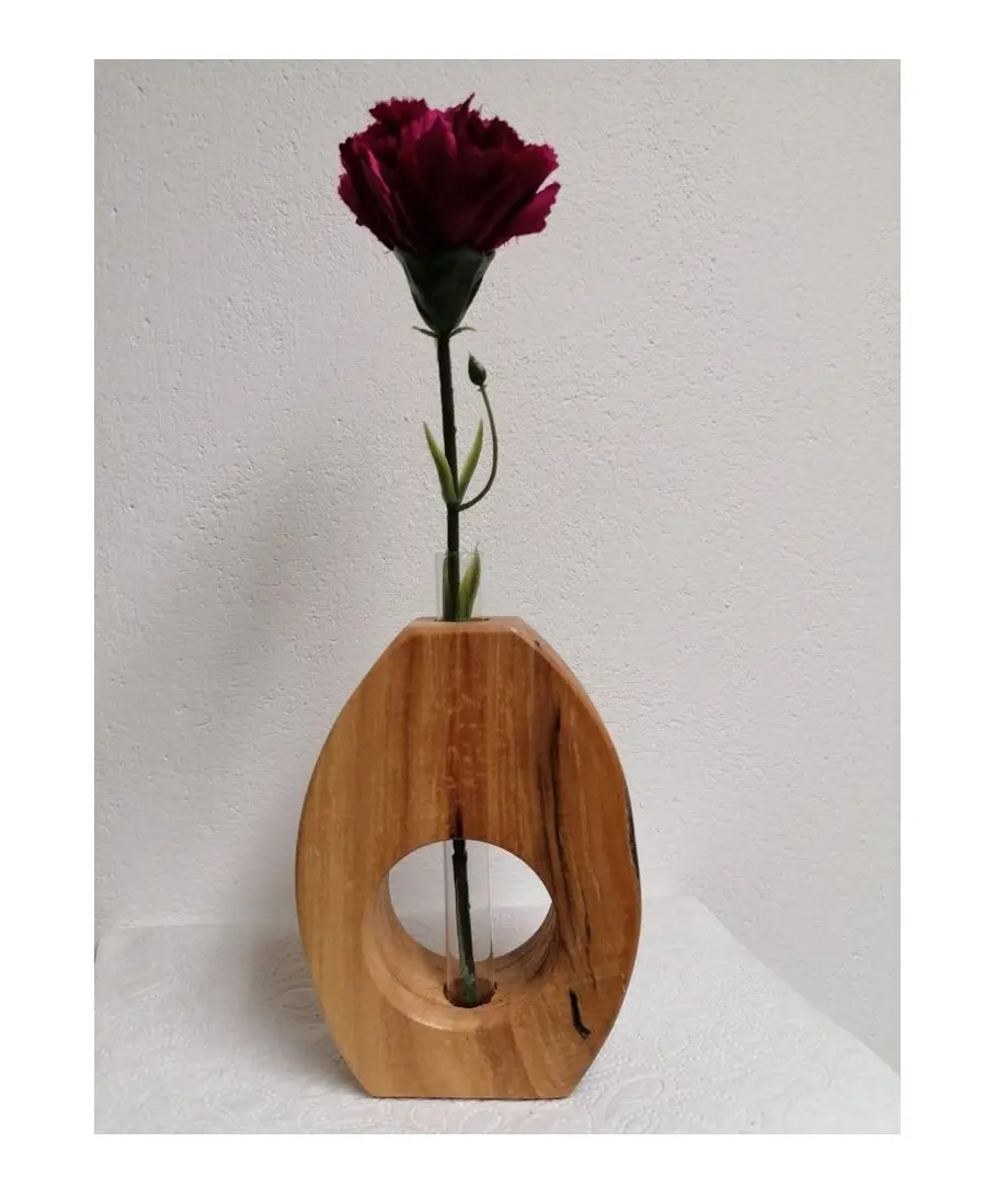प्राकृतिक तैयार डिज़ाइन और घर की सजावट की वस्तुओं के साथ हस्तनिर्मित बबूल के लकड़ी के फूलदान