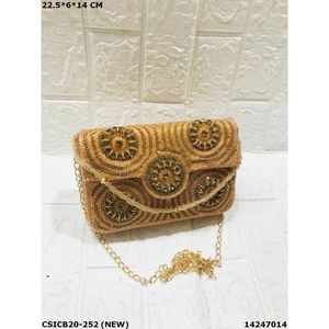 Bolso de Mano Rectangular de Lujo para Mujer, con Cuentas de Perlas y Pedrería Bordada en Satén, con Cadena, Mediano, a la Moda - Product Image 6