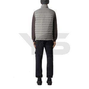 <b>Men's</b> Winter Sleeveless <b>Smart</b> <b>Casual</b> <b>Jacket</b> with Zipper Closure Stand Collar Solid Pattern Front Logo Dyed Processed - Product Image 4