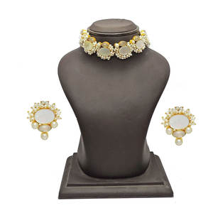 Conjunto de collar Kundan hecho a mano de Pakistán de joyería artificial de ropa informal para regalo de compromiso de aniversario - Product Image 2