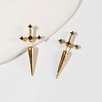 Bas quantité minimale de commande 10 pièces en gros classique Steampunk gothique croix épée poignard boucles d'oreilles Zircon princesse coupe argent plaqué pour la fête
