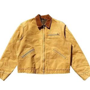 Custom Manufacturer <b>Men's</b> Vintage Winter Canvas Denim <b>Jackets</b> High Quality Oversized Zipper Stand Collar Front Thick OEM Service - Product Image 2