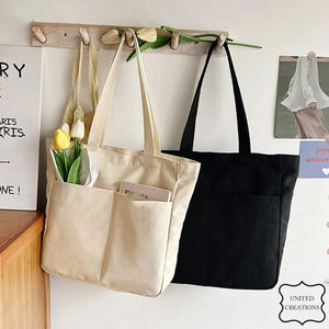 Bolsa de lona de algodón personalizada de alta calidad al por mayor con Bolsillo grande con cremallera ecológica y reciclable - Product Image 5