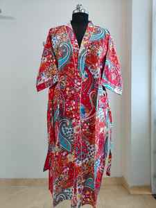 Batas Kimono 100% Algodón, Hermoso Vestido Kimono de Algodón, Kimono de Algodón con Estampado Floral Indio, Regalos Más Vendidos para Ella y Él, Ropa de Estar en Casa - Product Image 4