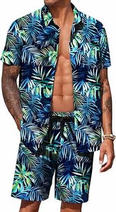 Conjunto de Dos Piezas con Estampado Floral Hawaiano de Marca Propia, Conjuntos de Verano para Hombre, Camisas de Manga Corta con Botones y Pantalones Cortos para Hombre - Product Image 2