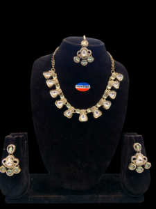 Kundan pierre perle alliage femmes collier boucle d'oreille ensemble bijoux de mode pour ethnique fête porter pour mariage fiançailles anniversaire - Product Image 4