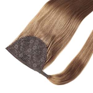 Extension de queue de cheval à cordon de serrage blond cassé - 100% cheveux humains, ondulation naturelle, à clipser - Product Image 3