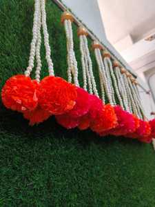 Guirlandes artificielles artisanales en perles et fleurs moelleuses de type souci, pour Ganpati Poojan ou décorations de mariage - Product Image 3