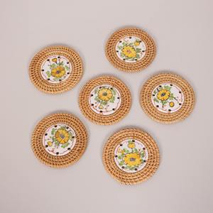 Tea Cup Coasters for Wedding Decoration Rattan coaster <b>Set</b> With Holder Luxury Dining <b>Placemats</b> - Product Image 4