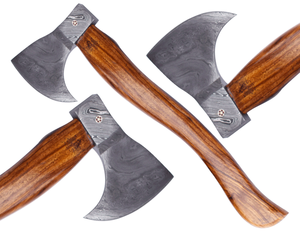 ขวานดามัสกัสเหล็กพร้อมด้ามไม้สไตล์ขวานสำหรับตั้งแคมป์ - Product Image 5