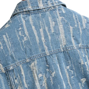 Chaqueta Bomber Vaquera Vintage para Hombre, Nueva Colección, Invierno, Azul, Negro, Rojo, con Rayas Laterales, Desgastada, Sólida - Product Image 4