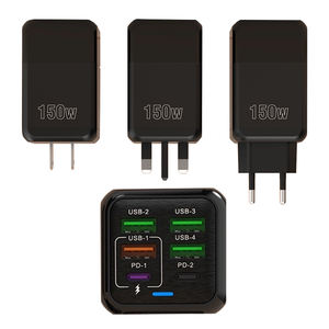 <span class=keywords><strong>Cargador</strong></span> súper rápido de viaje de 6 puertos 150W 4U + 2C con 4 puertos PD <span class=keywords><strong>tipo</strong></span> <span class=keywords><strong>C</strong></span> + 2 puertos portátiles EUUSUK adaptador QC3.0 carga rápida - Product Image 1