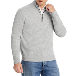 Maglione Jacquard con Zip a un Quarto per Uomo di Bloomingdale's, Grigio XXL - Product Image 1