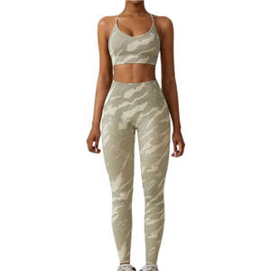 Nouvel arrivage de vêtements de sport pour femmes ensemble Yogini de qualité avec logo personnalisé respirant à motif solide vêtements de yoga de grande taille - Product Image 1