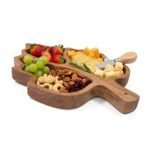 ถาดเสิร์ฟรูปใบไม้ทำจากไม้แฮนด์เมด ดีไซน์หรูหรา ถาดไม้เคลือบผิวพร้อมช่องแบ่ง เหมาะสำหรับจัดเลี้ยง ตกแต่งสวยงาม ใช้งานได้หลากหลาย - Product Image 2