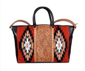 Sac à main de luxe pour femmes en peau de vache occidentale d'été luxueux avec conception de couverture de selle florale usinée à la main prêt à stocker des sacs - Product Image 3
