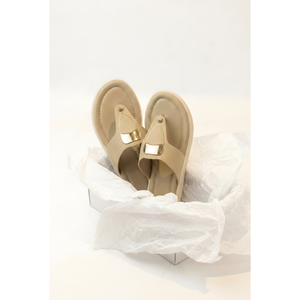 Sandalias de Plataforma con Tira en el Dedo del Pie CREAM Gold 417F - Product Image 2