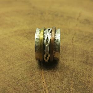 Bague en argent 925 faite à la main Spinner Band Unique nouveau Design avec trois tons bijoux fantaisie incrusté de diamants perles pour les cadeaux de mariage - Product Image 3