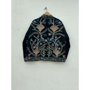 Handmade Velvet Suzani <b>Jacket</b> for Women Embroidered Kantha Quilt Cotton Filled Reversible Outerwear for Winter Trending Style - Product Image 5