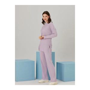 Blusa con spacco lilla da donna con fondo in velluto a coste-
