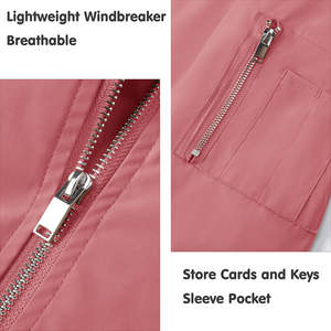 Veste bomber tendance à la mode, avec poche zippée sur la manche et poche intérieure, en tissu polyester, couleur rose, respirante, pour hommes - Product Image 2