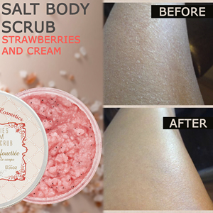 Moisturizing Strawberries and Cream Sea Salt <b>Body</b> <b>Scrub</b> Exfoliating <b>Body</b> Polish Soft Smooth Skin Deep Cleansing EU Made - Product Image 3