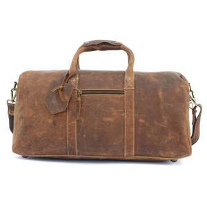 Grand sac de sport en cuir véritable rétro pour hommes sac de voyage week-end à la mode avec fermeture à glissière durable et élégant - Product Image 1