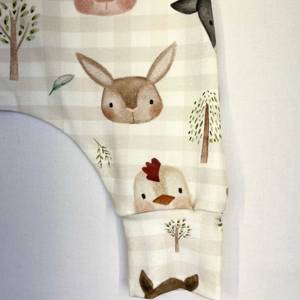 Gingham Farm Friends Baby Leggings Pantalones de algodón Cintura elástica sólida Ropa festiva para bebés Pantalones con pies de algodón orgánico para recién nacidos - Product Image 2