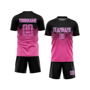 Camiseta de uniforme de fútbol por sublimación rosa y Rosa-negra personalizada: ropa de actuación personalizada para equipos - Product Image 1