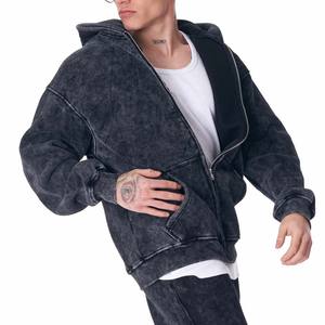 Retailer 100% Cotton Zipper Men Winter Acid Wash Tracksuit Set Breathable Heavyweight Custom <b>Eco</b> Friendly Personalized Design - Product Image 3