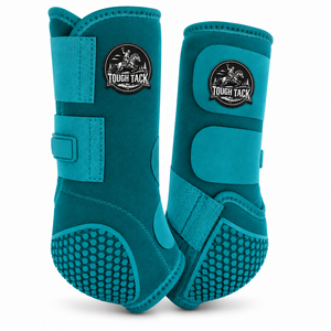 Protège-jambes Tough Tack pour chevaux, en microfibre bleu sarcelle, avec semelle Hex Grip pour l'équitation 2026 - Product Image 1