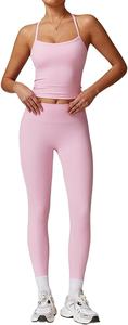 Conjunto de Yoga para Mujer, Transpirable, de Secado Rápido, Ecológico, Elástico en Cuatro Direcciones, Poliéster y Spandex, Leggings de Cintura Alta sin Costuras, Logotipo Personalizado OEM - Product Image 3