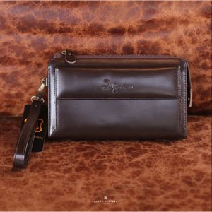 Pochette en cuir de vache indonésienne de qualité supérieure fabriquée à la main longue fermeture éclair sac à main avec dragonne et intérieur spacieux - Product Image 5