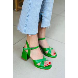 Y171 scarpe col tacco da donna con cinturino incrociato in pelle arancione