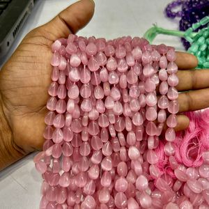 Cuentas de Piedras Preciosas de Cuarzo Rosa en Forma de Almendra AAA+, Color Rosa Monalisa, Forma Ovalada Lisa, Cuentas Ovaladas de Monalisa Rosa, Cuentas de Cuarzo Rosa - Product Image 5