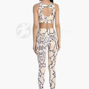 ชุดโยคะเนื้อแข็งเอวยางยืดสำหรับผู้หญิงชุดฟิตเนสยืดได้สี่ทางพิมพ์ลายตามสั่ง - Product Image 4