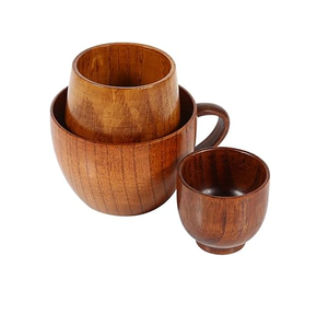 Taza de té de madera directa de fábrica y tazas de café con logotipo grabado diferentes 3 tamaños taza de té de madera - Product Image 1