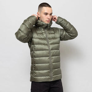 Factory Outlet Warmup Heated Polyester Down Feather Lining Nylon Hooded Blue Duck Down <b>Mens</b> Winter Down Jacket - Product Image 2